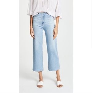 Adriano Goldschmied Light Blue Etta Hi Rise Wide Leg Cropped Jeans - Size (27)